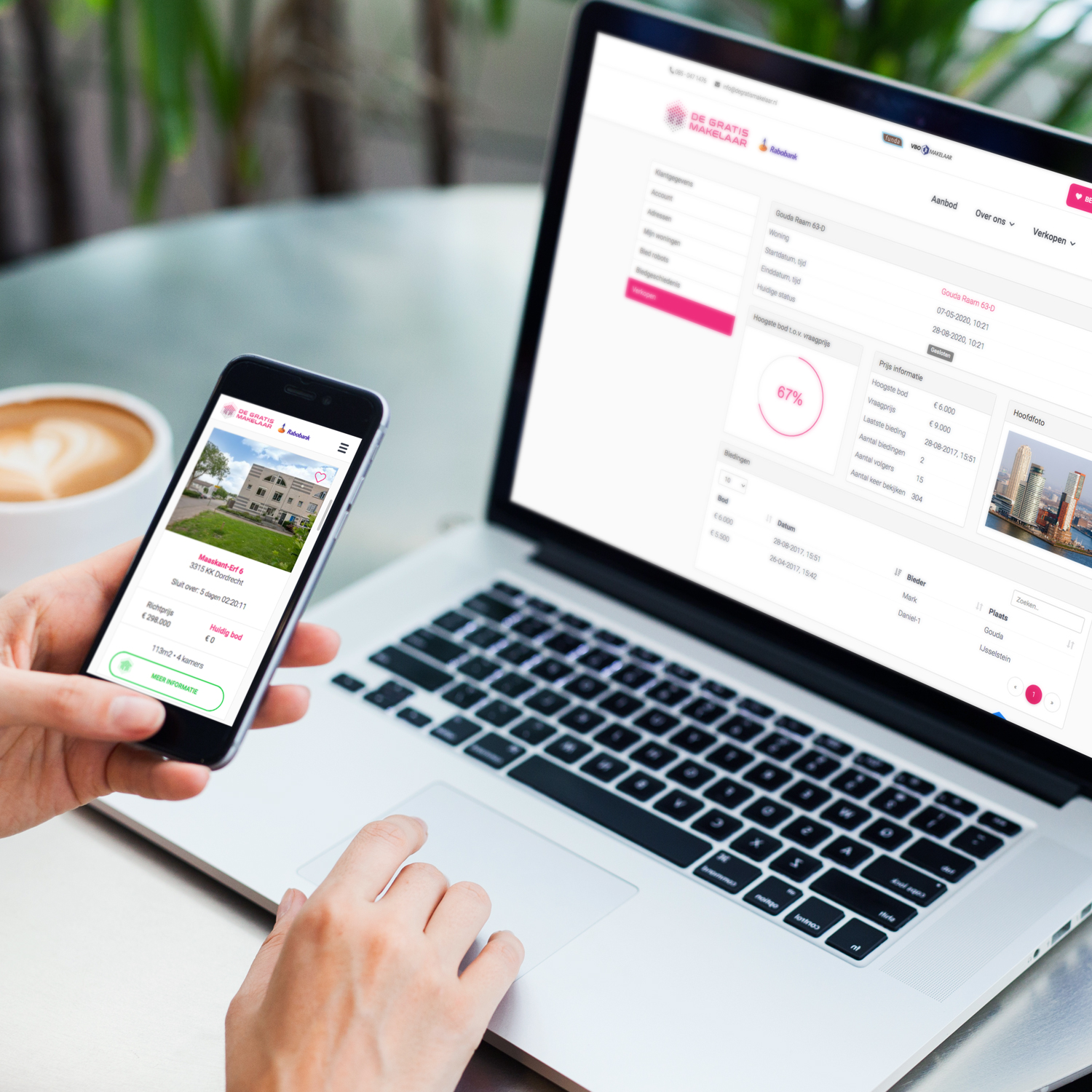 Online bieden op woning dashboard