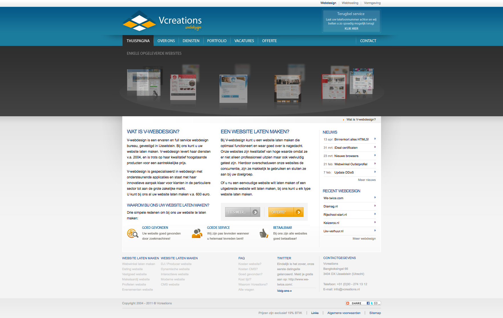 Onze website uit 2010