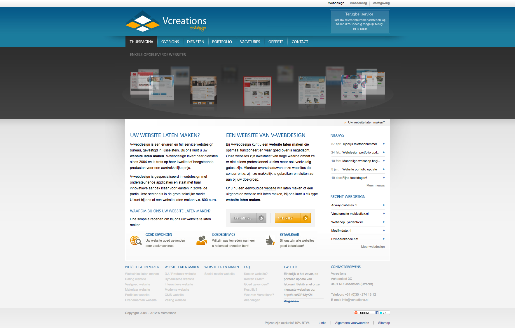 Onze website uit 2012